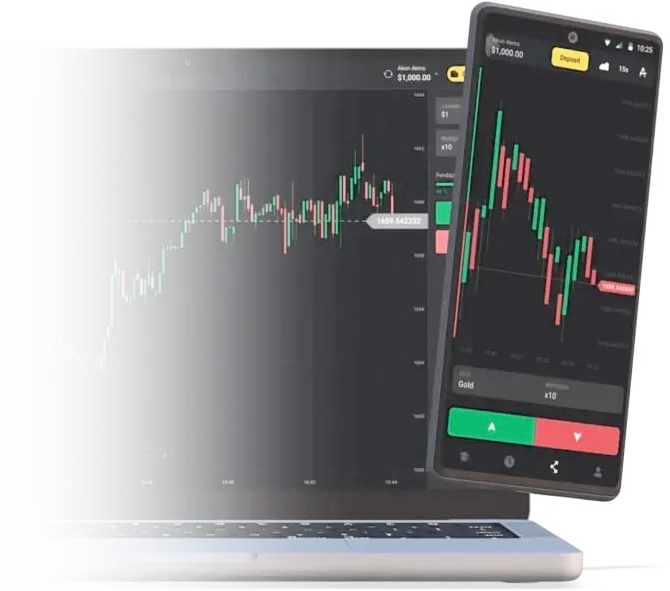 Platform trading Binomo di laptop dan ponsel